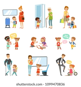 kids-good-manners-set-polite-260nw-1099470836
