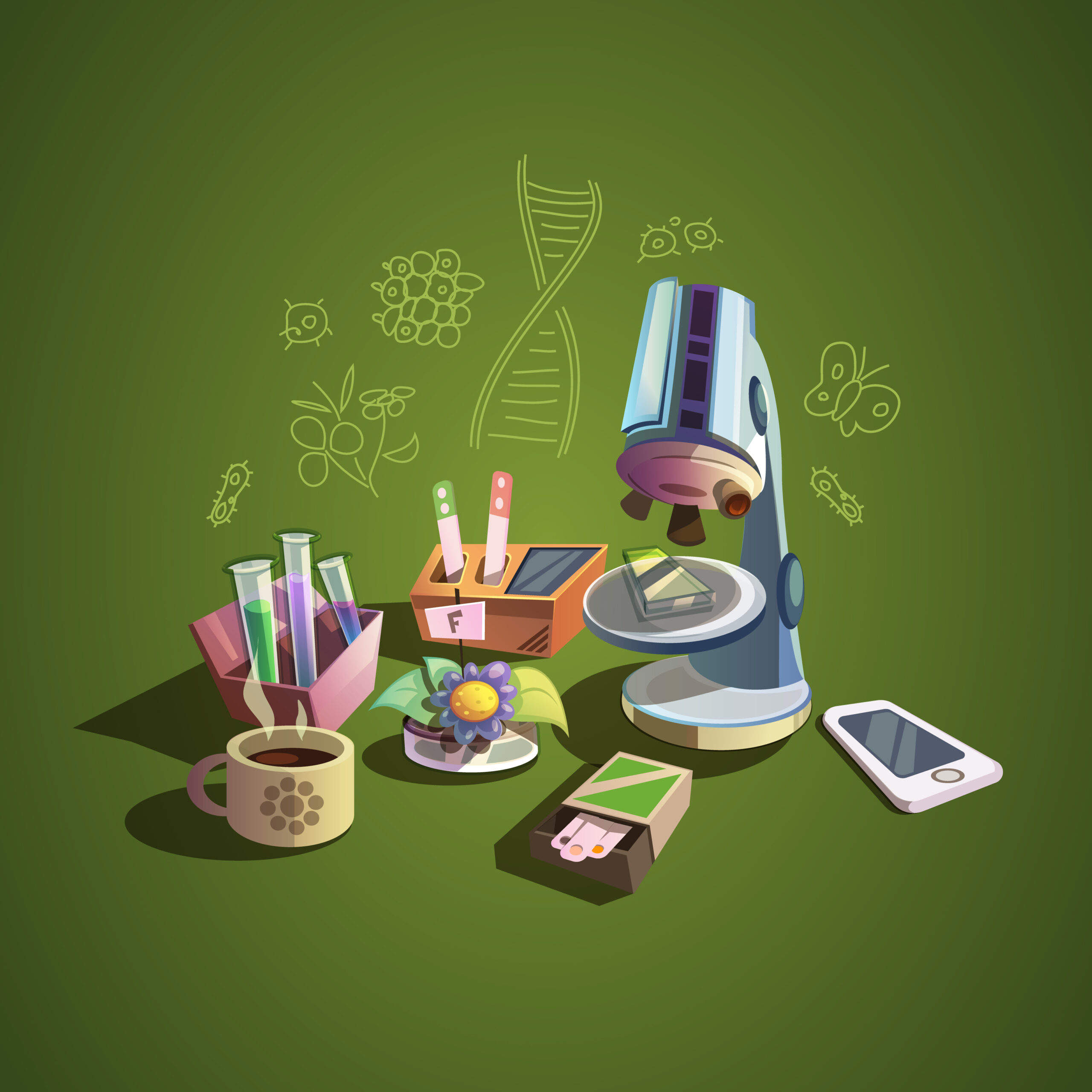 Science retro cartoon set