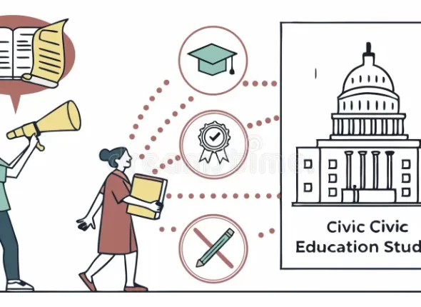 civic-education-building-government-study-democracy-learning-concept-vector-design-generative-ai-books-graduation-cap-371265318