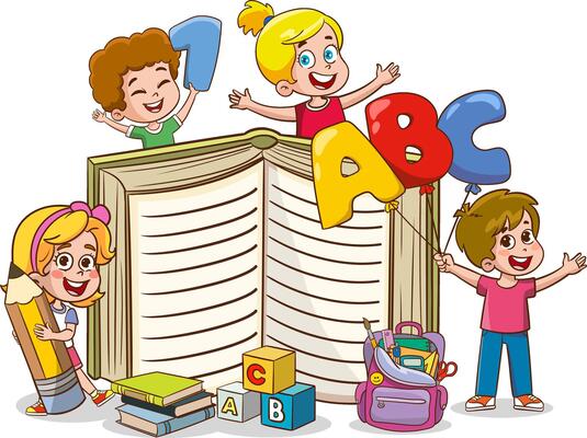 happy-cute-cartoon-school-children-happy-kids-studying-and-learning-vector